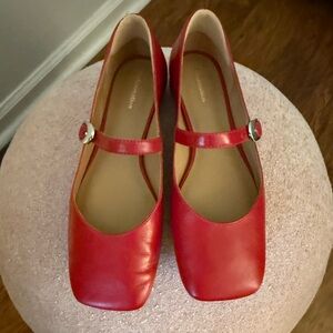 Reformation Red Mary Jane Flats